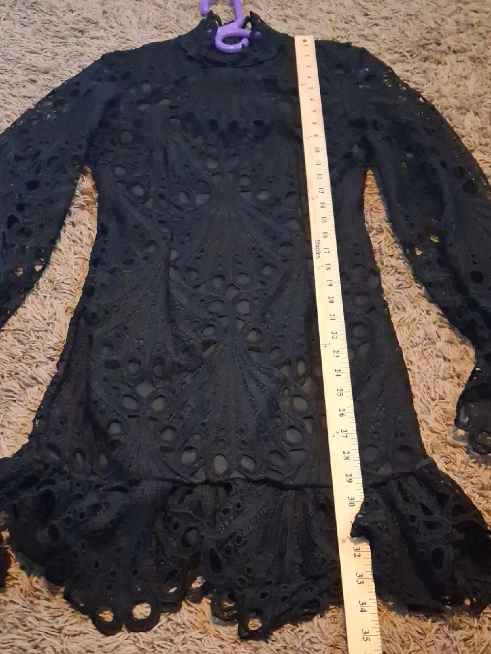 Pretty Little Things Size 6 Black High Neck Frill Body Con Mini Dress Cute!